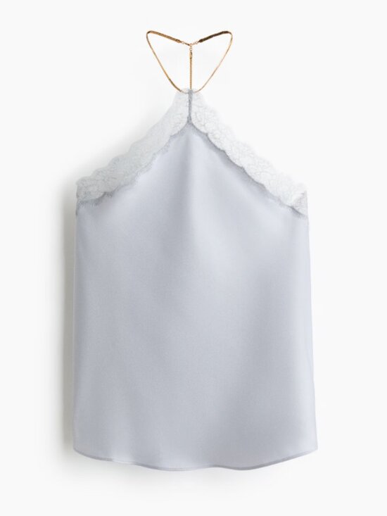 Stella McCartney Tops - H&M x STELLA MCCARTNEY LACE-TRIMMED HALTERNECK TOP SIZE M NWT